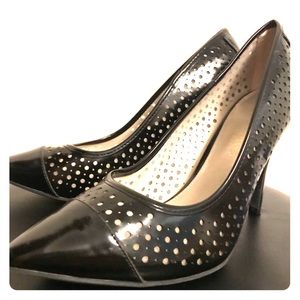 Size 8 Woman’s, Black Heels, hole design